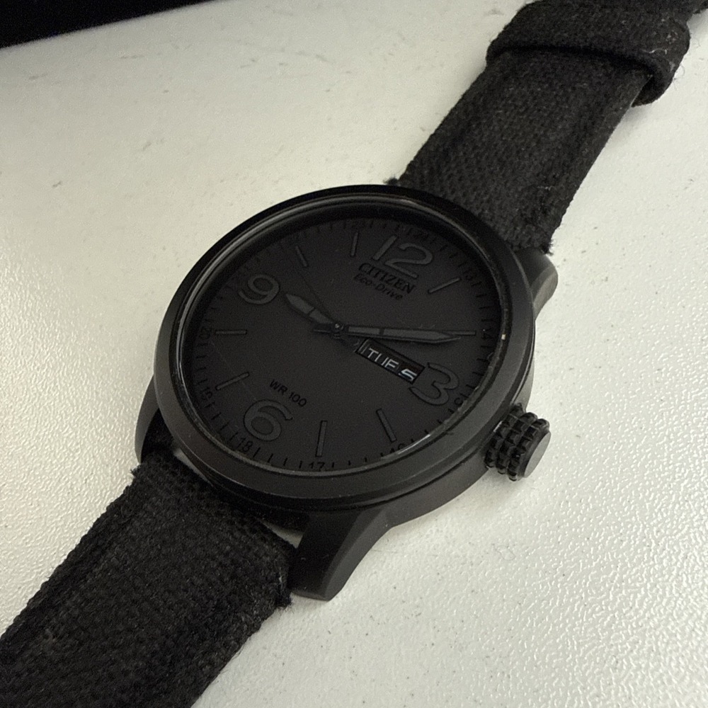 Citizen Chandler Eco-Drive Watch Men Black Out Day Date 42MM E101-S064783 *READ - Picture 4 of 8